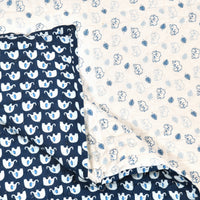 BLOCKS OF INDIA KIDS COTTON HAND BLOCK PRINTED SOFT QUILT/RAJAI/BLANKET (40 INCH X 60 INCH) (BLUE ELEPHANT)