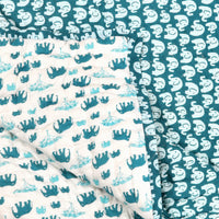 BLOCKS OF INDIA KIDS COTTON HAND BLOCK PRINTED SOFT QUILT/RAJAI/BLANKET (40 INCH X 60 INCH) (TURQ ELEPHANT)