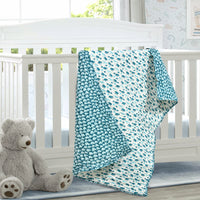 BLOCKS OF INDIA KIDS COTTON HAND BLOCK PRINTED SOFT QUILT/RAJAI/BLANKET (40 INCH X 60 INCH) (TURQ ELEPHANT)