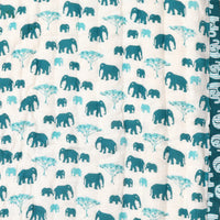 BLOCKS OF INDIA KIDS COTTON HAND BLOCK PRINTED SOFT QUILT/RAJAI/BLANKET (40 INCH X 60 INCH) (TURQ ELEPHANT)