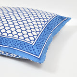 Rajasthani Handmade Hand Block Print Cotton Cushion Cover, Blue Circles (5 Pcs)