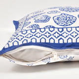 Rajasthani Handmade Hand Block Print Cotton Cushion Cover, Blue Shells (5 Pcs)