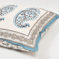 Rajasthani Handmade Hand Block Print Cotton Cushion Cover, Grey Jaal (5Pcs)