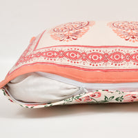 Rajasthani Handmade Hand Block Print Cotton Cushion Cover , Pink Paisley (5 Pcs)