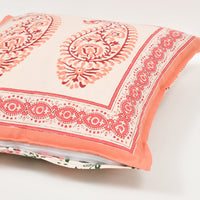Rajasthani Handmade Hand Block Print Cotton Cushion Cover , Pink Paisley (5 Pcs)