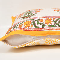 Rajasthani Handmade Hand Block Print Cotton Cushion Cover , Yellow Paisley (5 Pcs)