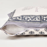 Rajasthani Handmade Hand Block Print Cotton Cushion Cover, Grey Tree (5Pcs)