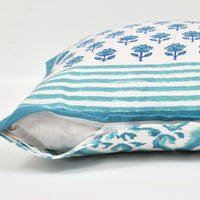 Rajasthani Handmade Hand Block Print Cotton Cushion Cover , Green Buti (5 Pcs)