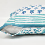 Rajasthani Handmade Hand Block Print Cotton Cushion Cover , Green Buti (5 Pcs)