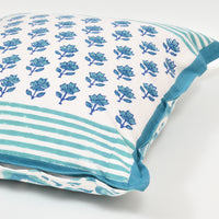 Rajasthani Handmade Hand Block Print Cotton Cushion Cover , Green Buti (5 Pcs)