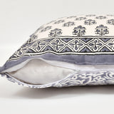 Rajasthani Handmade Hand Block Print Cotton Cushion Cover, Grey Buti (5 Pcs)