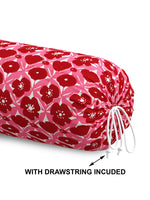 Rajasthani Handmade Hand Block Print Cotton Bolster Cover , Pink Flower (2 Pcs)