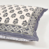 Rajasthani Handmade Hand Block Print Cotton Cushion Cover, Grey Buti (5 Pcs)