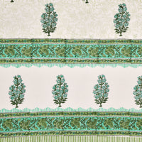 BLOCKS OF INDIA Hand Block Printed Cotton Daylight Curtain with Eyelets(Set of 2 Curtains) (Flower 214 cm / Door)