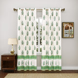 BLOCKS OF INDIA Hand Block Printed Cotton Daylight Curtain with Eyelets(Set of 2 Curtains) (Flower 214 cm / Door)