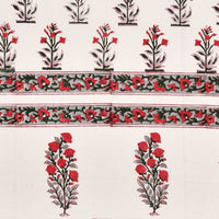 BLOCKS OF INDIA Hand Block Printed Cotton Daylight Curtain with Eyelets(Set of 2 Curtains) (Flower 214 cm / Door)