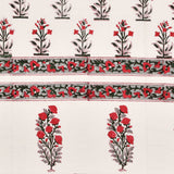 BLOCKS OF INDIA Hand Block Printed Cotton Daylight Curtain with Eyelets(Set of 2 Curtains) (Flower 214 cm / Door)