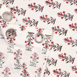 BLOCKS OF INDIA Hand Block Printed Cotton Daylight Curtain with Eyelets(Set of 2 Curtains) (Flower 214 cm / Door)