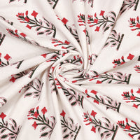 BLOCKS OF INDIA Hand Block Printed Cotton Daylight Curtain with Eyelets(Set of 2 Curtains) (Flower 214 cm / Door)