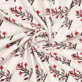 BLOCKS OF INDIA Hand Block Printed Cotton Daylight Curtain with Eyelets(Set of 2 Curtains) (Flower 214 cm / Door)