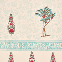 BLOCKS OF INDIA Hand Block Printed Cotton Daylight Curtain with Eyelets(Set of 2 Curtains) (Flower 214 cm/ Door)