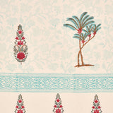 BLOCKS OF INDIA Hand Block Printed Cotton Daylight Curtain with Eyelets(Set of 2 Curtains) (Flower 214 cm/ Door)