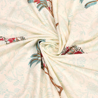 BLOCKS OF INDIA Hand Block Printed Cotton Daylight Curtain with Eyelets(Set of 2 Curtains) (Flower 214 cm/ Door)