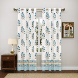 BLOCKS OF INDIA Hand Block Printed Cotton Daylight Curtain with Eyelets(Set of 2 Curtains) (Flower 214 cm/ Door)