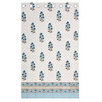 BLOCKS OF INDIA Hand Block Printed Cotton Daylight Curtain with Eyelets(Set of 2 Curtains) (Flower 214 cm/ Door)