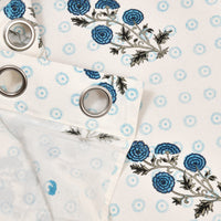 BLOCKS OF INDIA Hand Block Printed Cotton Daylight Curtain with Eyelets(Set of 2 Curtains) (Flower 214 cm/ Door)