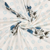 BLOCKS OF INDIA Hand Block Printed Cotton Daylight Curtain with Eyelets(Set of 2 Curtains) (Flower 214 cm/ Door)