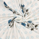 BLOCKS OF INDIA Hand Block Printed Cotton Daylight Curtain with Eyelets(Set of 2 Curtains) (Flower 214 cm/ Door)