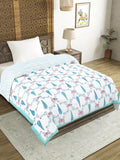 Cotton Single Size Quilt/ Rajai Hand Block Print for Light Winters (150x225 cm) (Turq Patti)