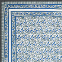 BLOCKS OF INDIA Hand Block Printed Cotton Summer Single Size Reversible Printed Malmal Dohar Blue Grey Jaal