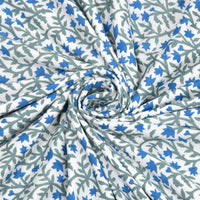 BLOCKS OF INDIA Hand Block Printed Cotton Summer Single Size Reversible Printed Malmal Dohar Blue Grey Jaal