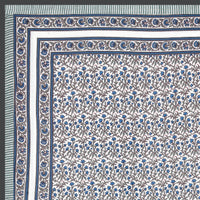 BLOCKS OF INDIA Hand Block Printed Cotton Summer Single Size Reversible Printed Malmal Dohar Blue Grey Jaal