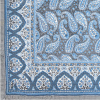 BLOCKS OF INDIA Hand Block Printed Cotton King Size Quilt (Blue GAD Paisley)