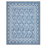 BLOCKS OF INDIA Hand Block Printed Cotton King Size Quilt (Blue GAD Paisley)