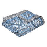 BLOCKS OF INDIA Hand Block Printed Cotton King Size Quilt (Blue GAD Paisley)