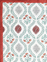 Cotton Single Size Quilt/ Rajai Hand Block Print for Light Winters (150x225 cm) (Brick Motif)