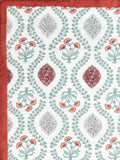 Cotton Single Size Quilt/ Rajai Hand Block Print for Light Winters (150x225 cm) (Brick Motif)