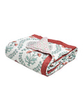 Cotton Single Size Quilt/ Rajai Hand Block Print for Light Winters (150x225 cm) (Brick Motif)