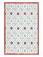 Cotton Single Size Quilt/ Rajai Hand Block Print for Light Winters (150x225 cm) (Brick Motif)