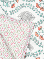 Cotton Single Size Quilt/ Rajai Hand Block Print for Light Winters (150x225 cm) (Brick Motif)