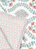 Cotton Single Size Quilt/ Rajai Hand Block Print for Light Winters (150x225 cm) (Brick Motif)