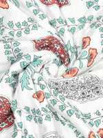 Cotton Single Size Quilt/ Rajai Hand Block Print for Light Winters (150x225 cm) (Brick Motif)