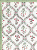 Cotton Single Size Quilt/ Rajai Hand Block Print for Light Winters (150x225 cm) (Green bel)