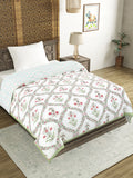 Cotton Single Size Quilt/ Rajai Hand Block Print for Light Winters (150x225 cm) (Green bel)