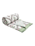 Cotton Single Size Quilt/ Rajai Hand Block Print for Light Winters (150x225 cm) (Green bel)