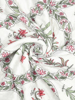 Cotton Single Size Quilt/ Rajai Hand Block Print for Light Winters (150x225 cm) (Green bel)